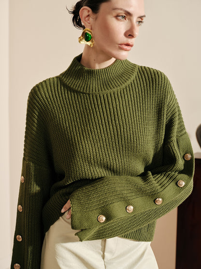 Tessis | Drop-Shoulder Button Sweater
