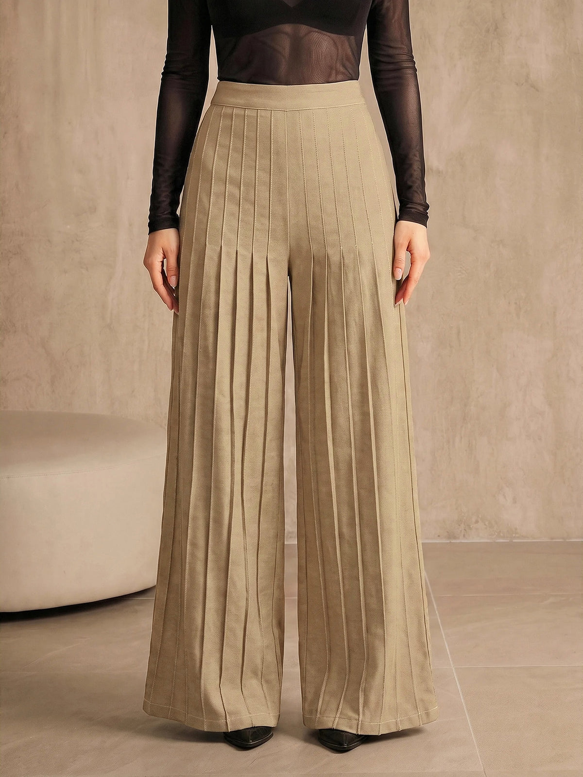 Merlia | Pleated Wide-Leg Casual Pants