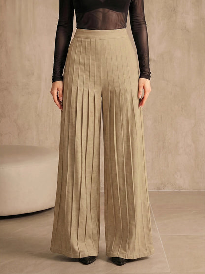 Merlia | Pleated Wide-Leg Casual Pants