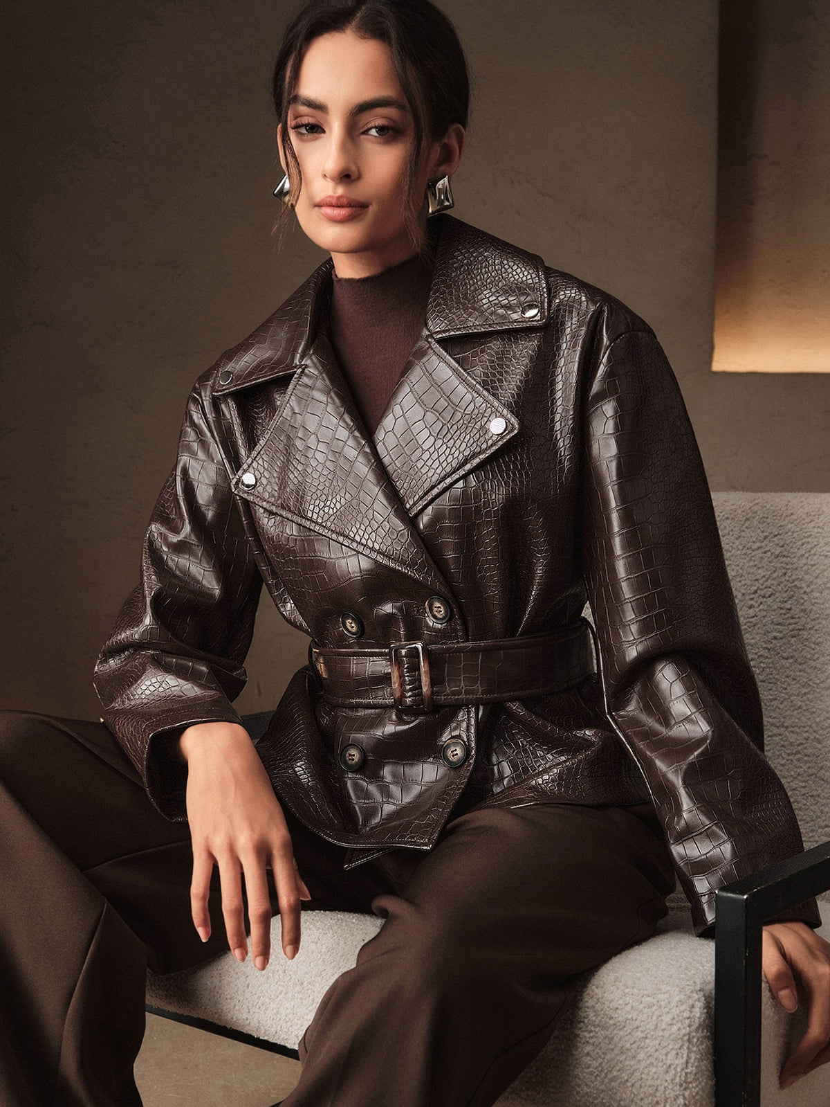Ambra | Crocodile Embossed Motorcycle Jacket