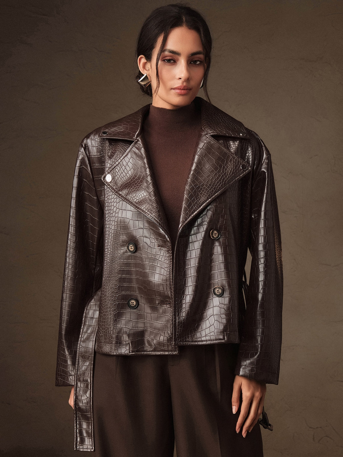 Ambra | Crocodile Embossed Motorcycle Jacket