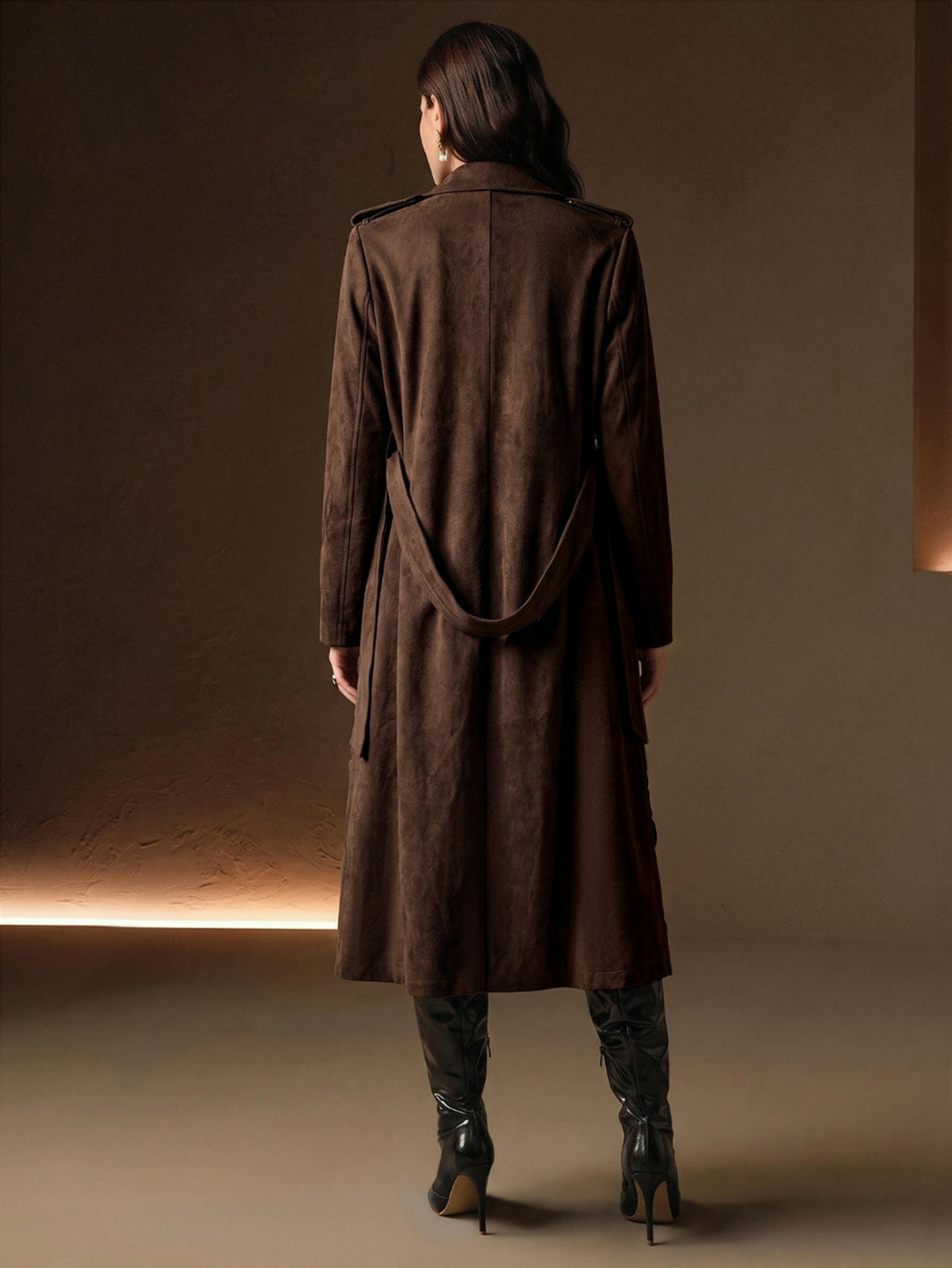 Sablya | Suedette Midi Trench Coat