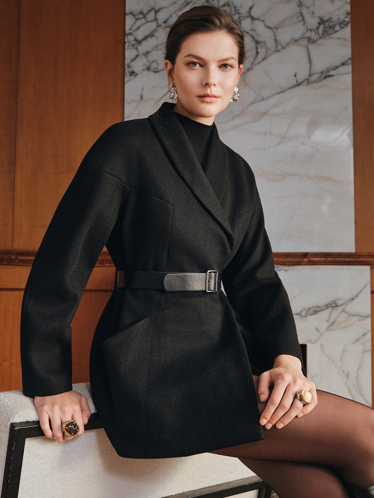 Halis | Shawl Collar Cloak Jacket