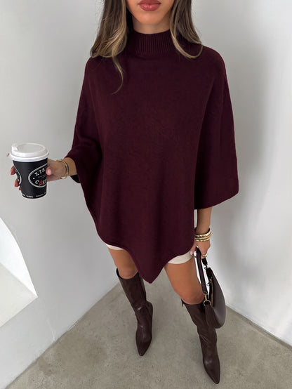 Blaira | Oversized High-Neck Poncho Sweater