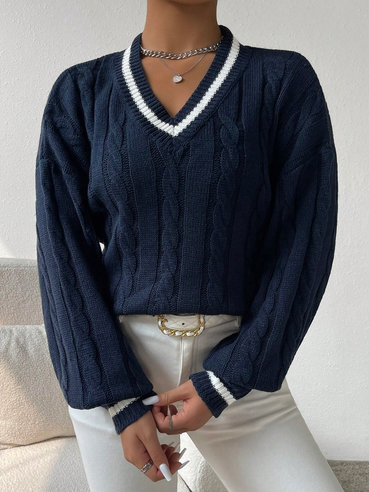 Torea | Cable-Knit Colorblock Sweater