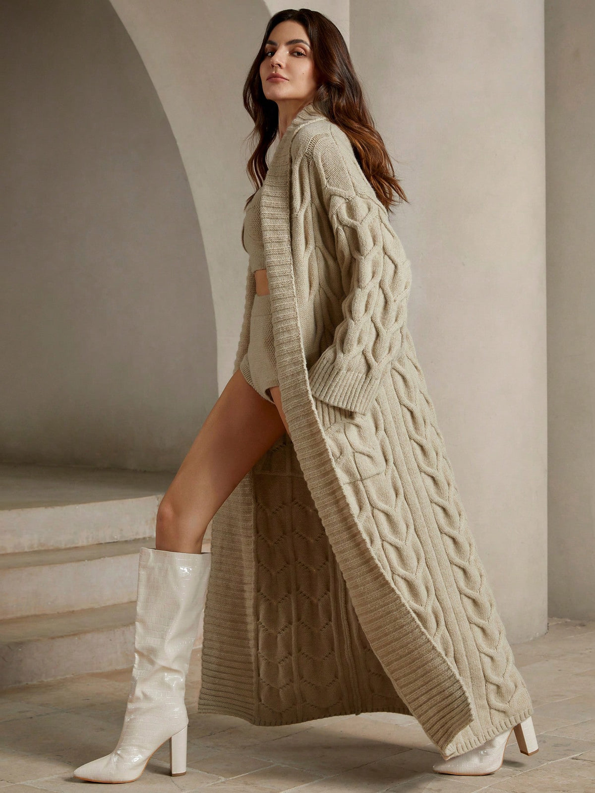 Nolis | Cable Knit Midi Cardigan
