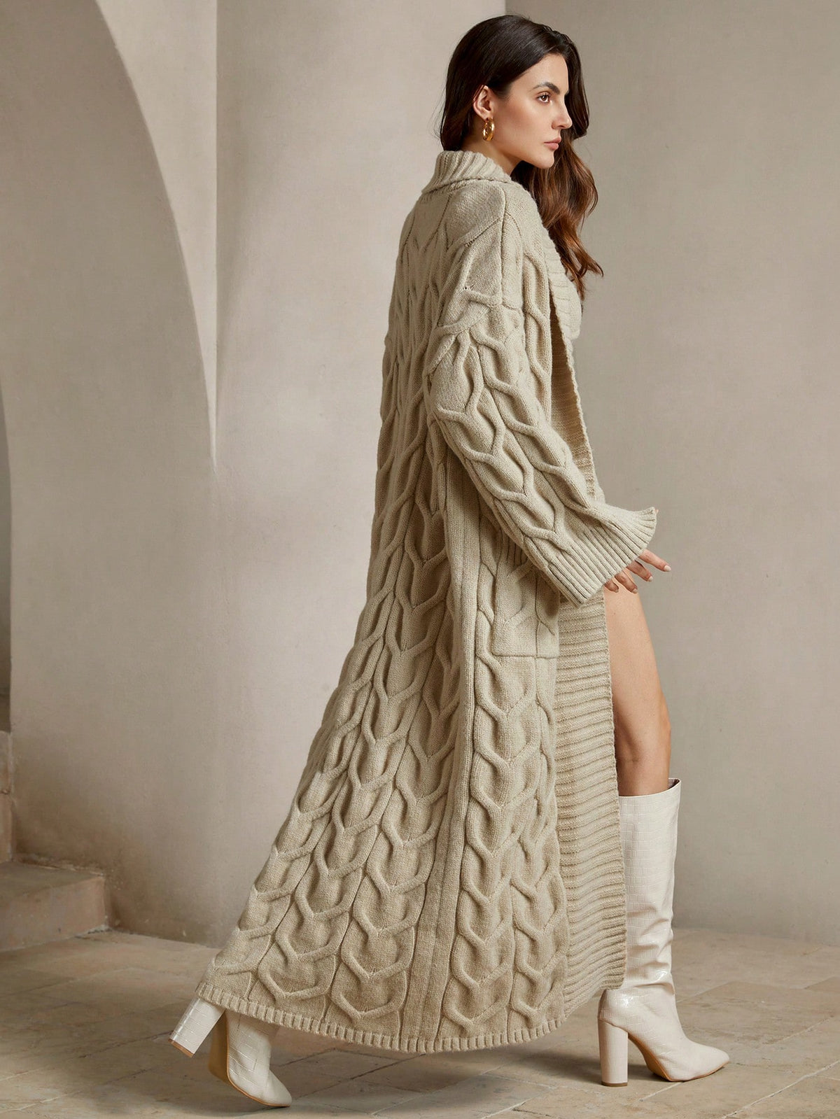 Nolis | Cable Knit Midi Cardigan