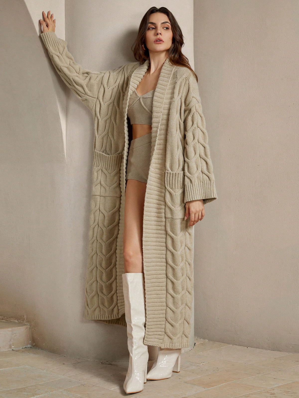 Nolis | Cable Knit Midi Cardigan