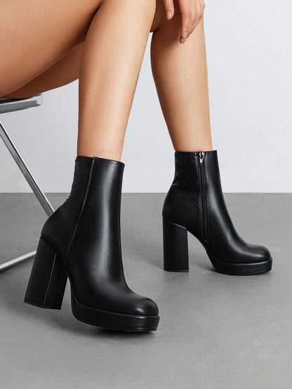 Lala | Square Toe Chunky Heel Ankle Boots