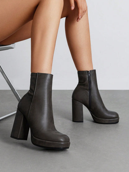 Lala | Square Toe Chunky Heel Ankle Boots