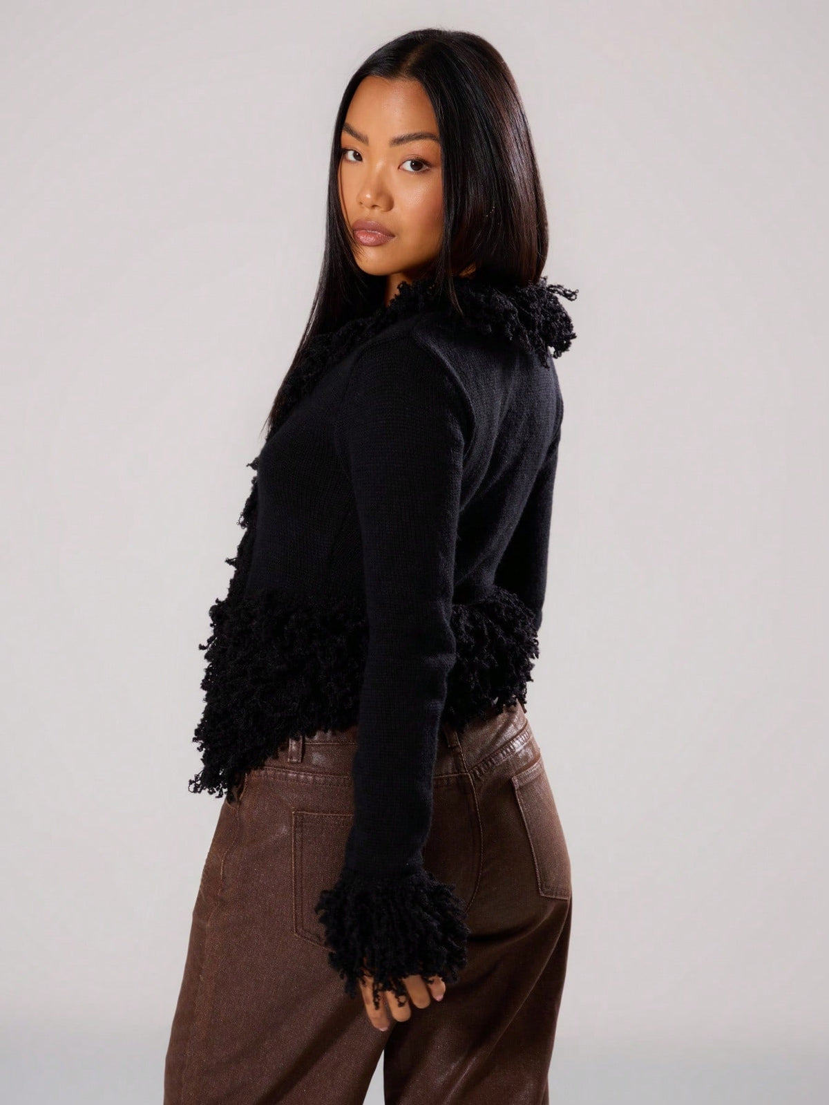 Azris | Vintage Shaggy Trim Cardigan