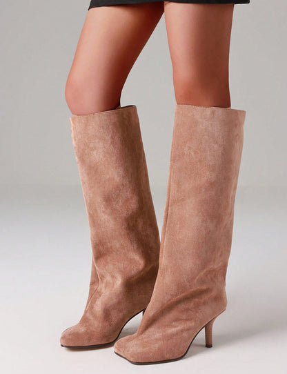Lilia | Suede Knee-High Slouchy Boot