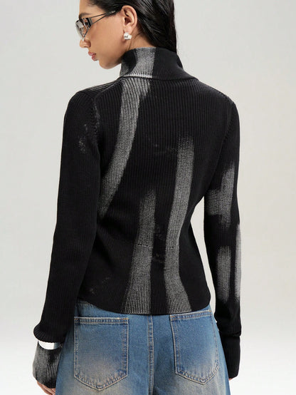 Wrena | Ribbed High-Neck Zip Cardigan