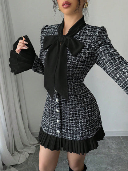 Femis | Tie-Neck Flare Dress