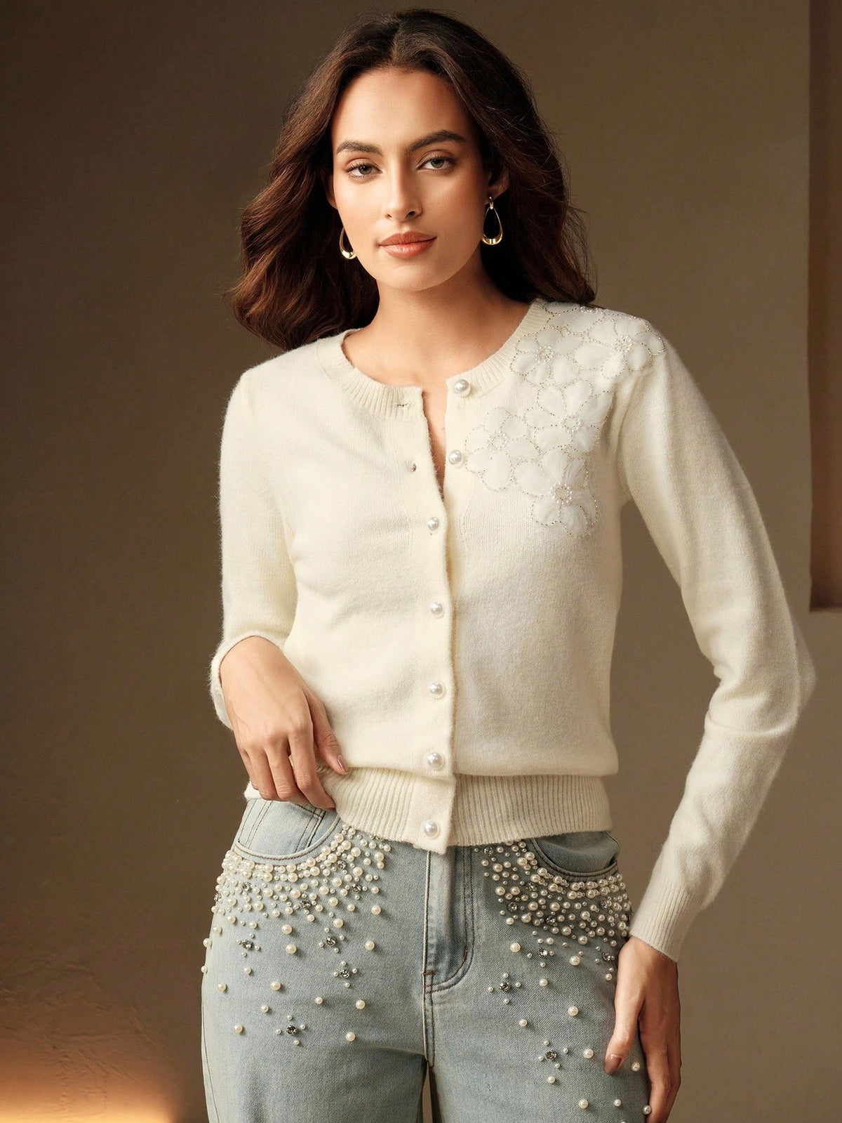 Rebea | Beaded Knit Cardigan