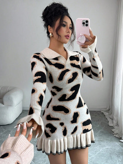 Zanya | Leopard Print Knit Mini Dress