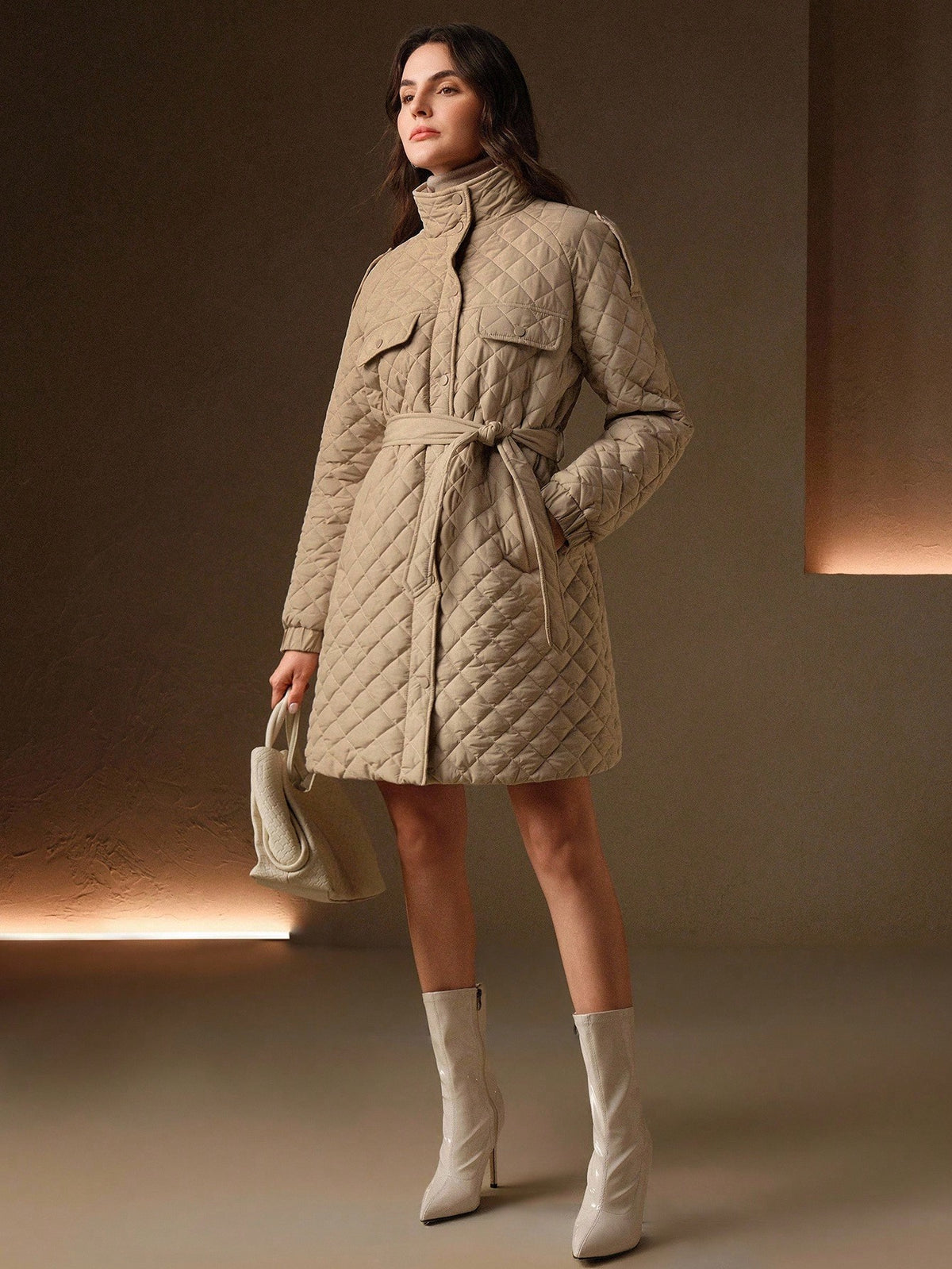 Inkora | Quilted Long Padded Coat