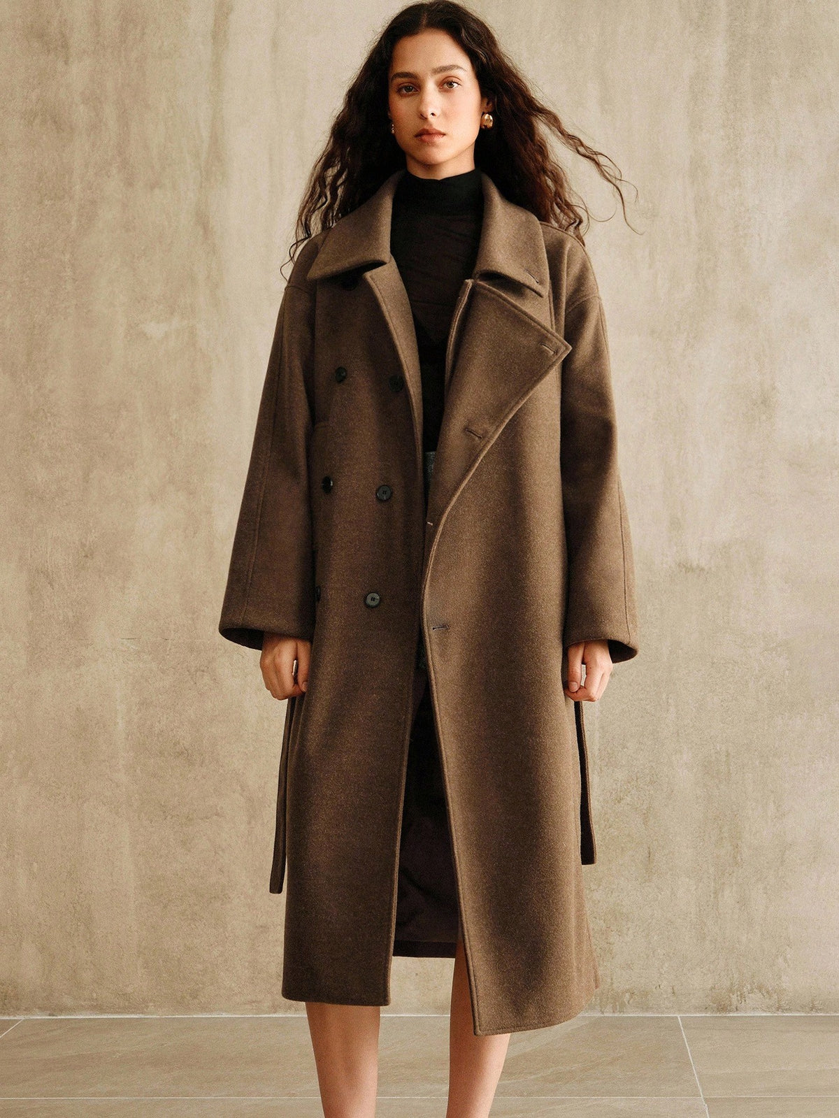 Edine | Double-Breasted Midi Overcoat