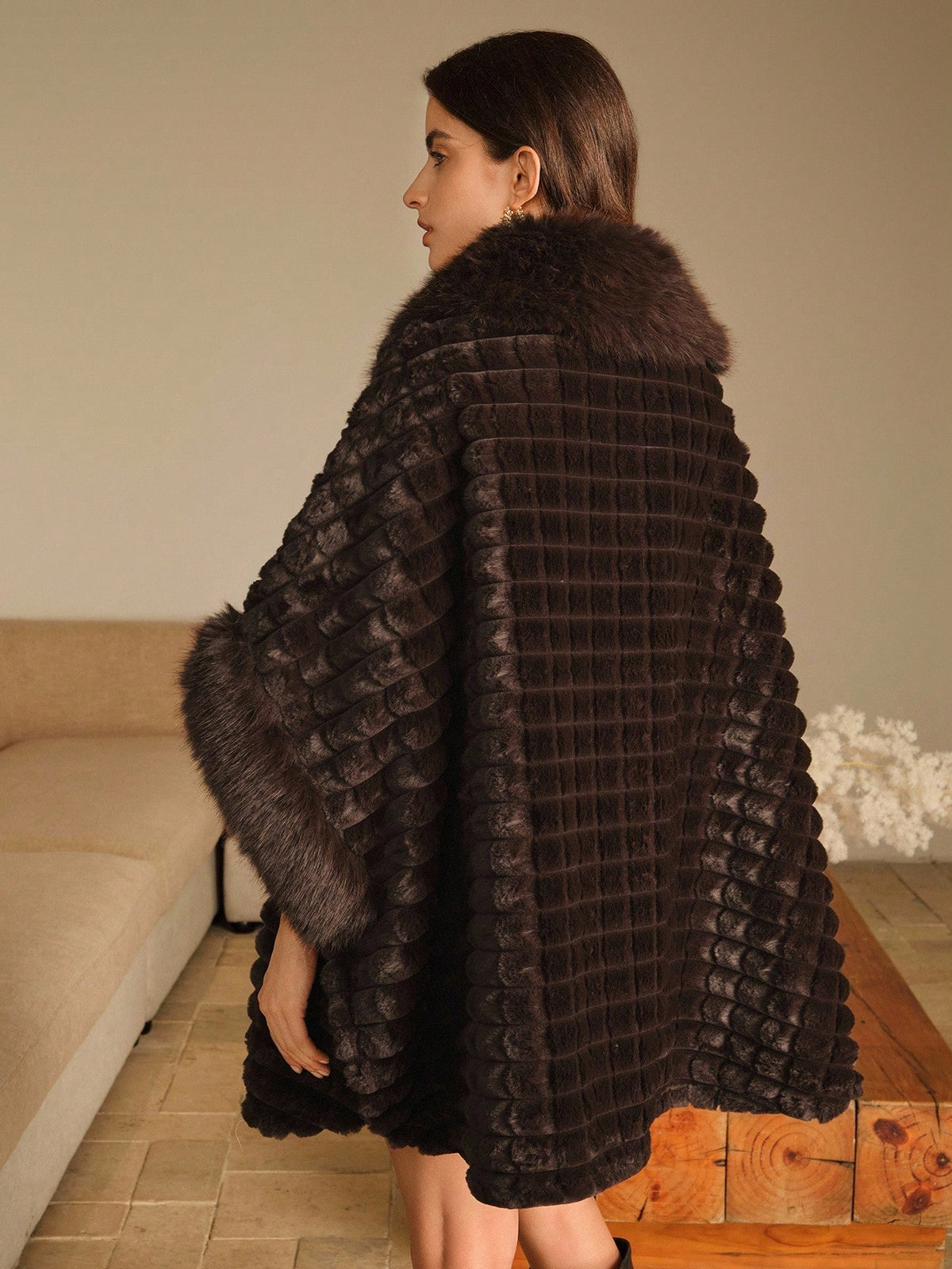 Ditya | Faux Fur Waterfall Wrap
