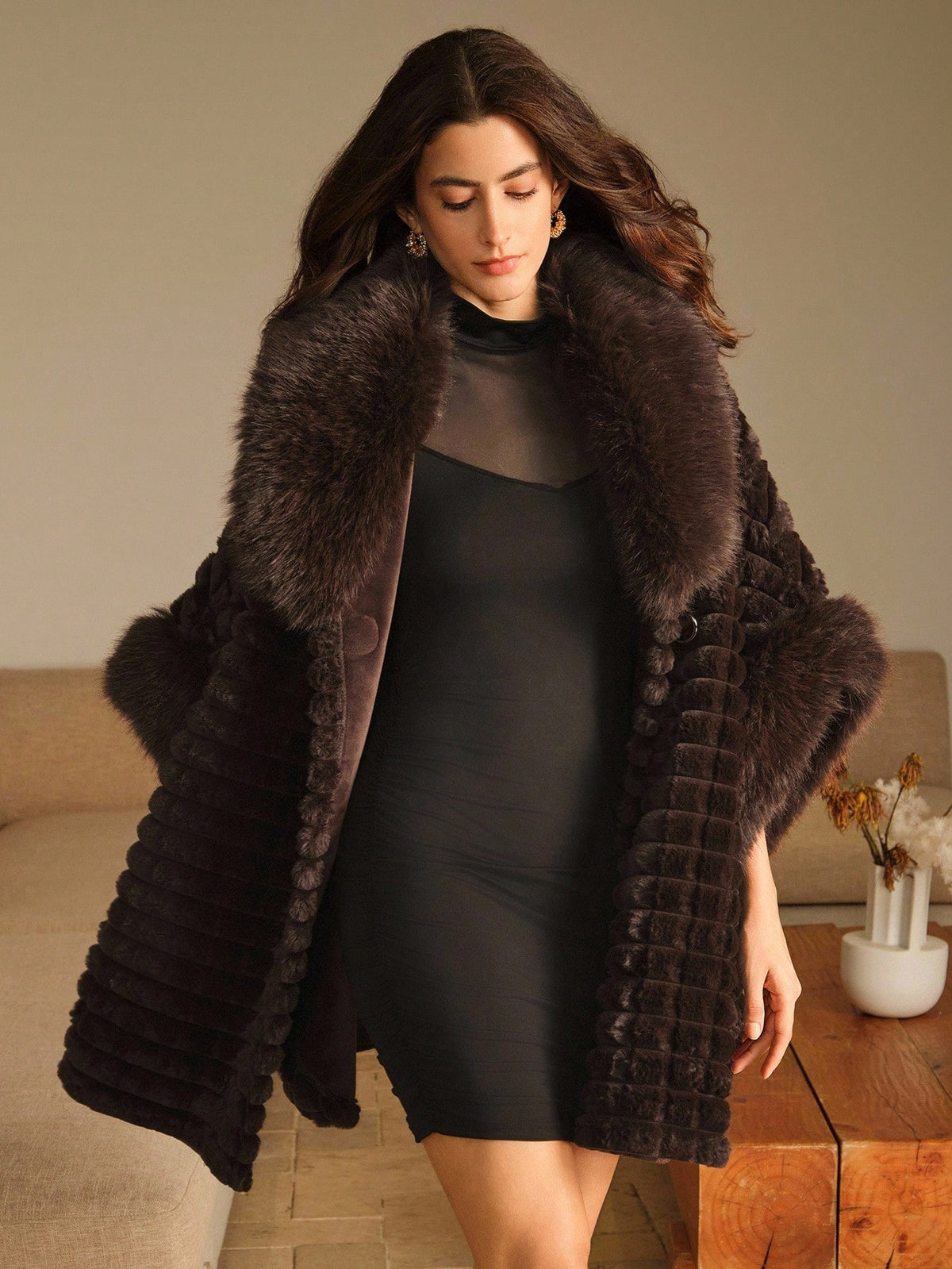 Ditya | Faux Fur Waterfall Wrap