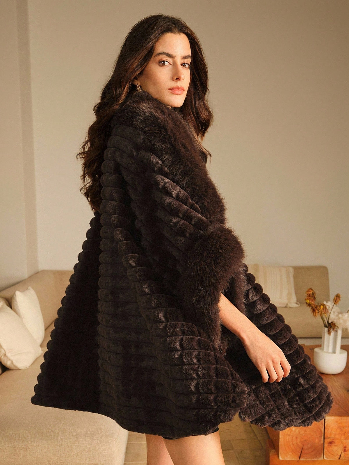 Ditya | Faux Fur Waterfall Wrap