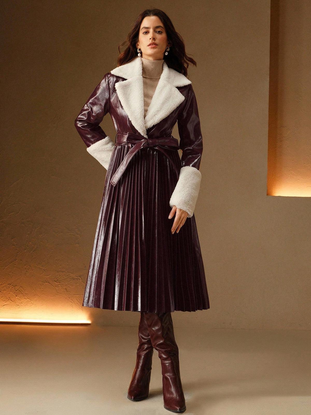 Kajia | Faux Shearling Midi Jacket