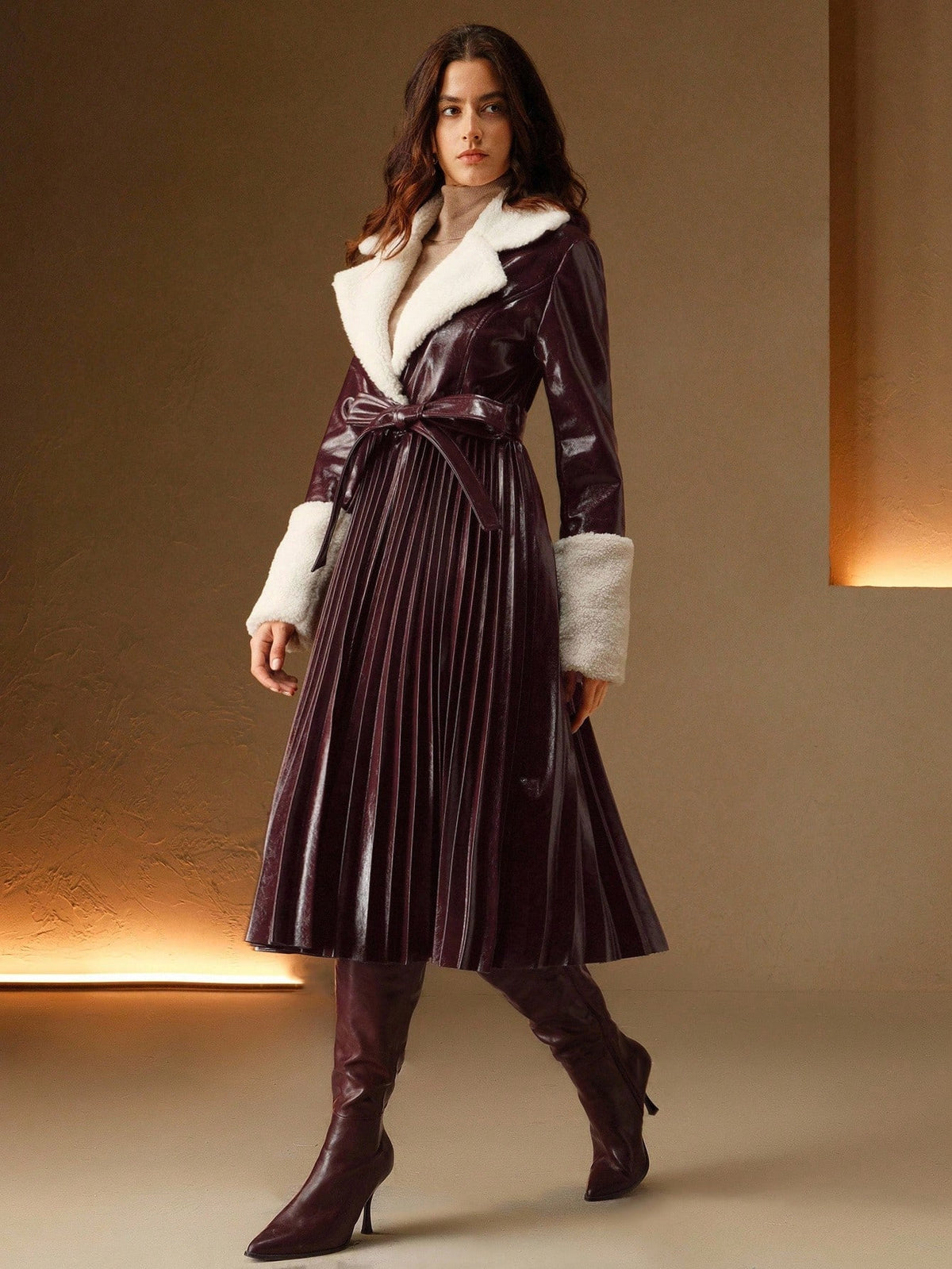 Kajia | Faux Shearling Midi Jacket