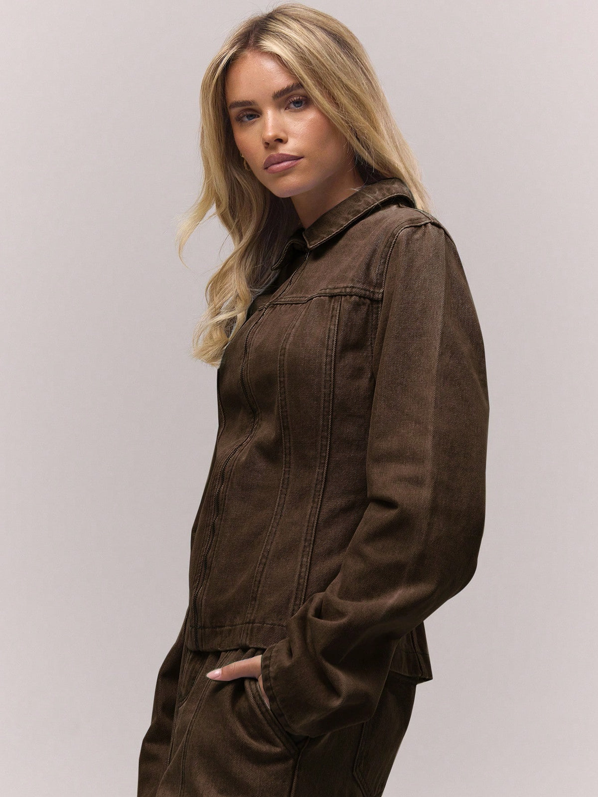 Joana | Washed Denim Zip Jacket