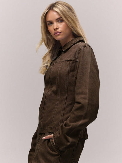Joana | Washed Denim Zip Jacket