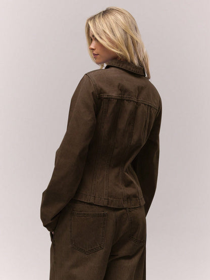 Joana | Washed Denim Zip Jacket