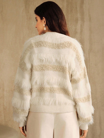 Polea | Contrast Faux Fur Cardigan