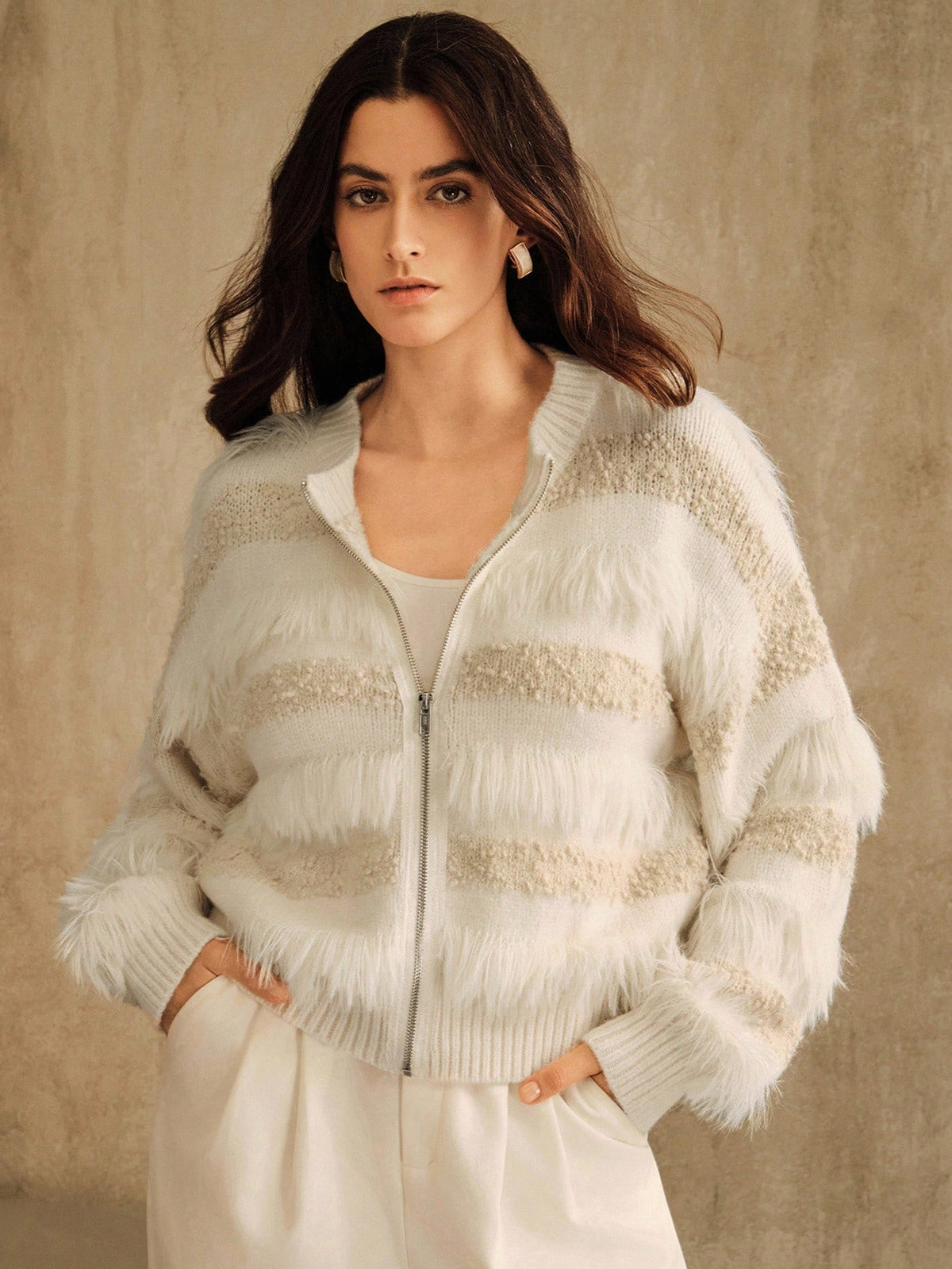 Polea | Contrast Faux Fur Cardigan