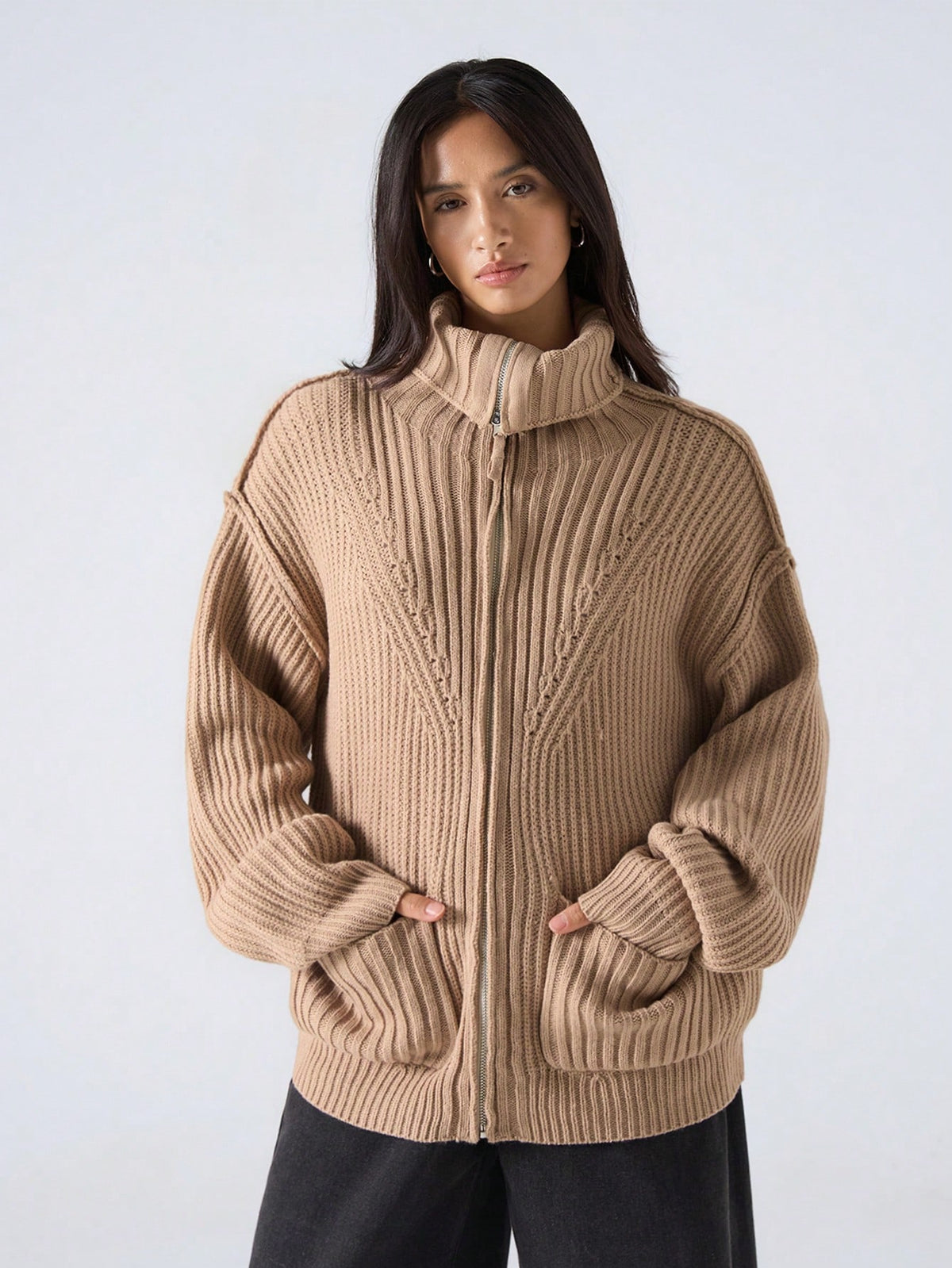 Kikea | Striped Drop-Shoulder Cardigan