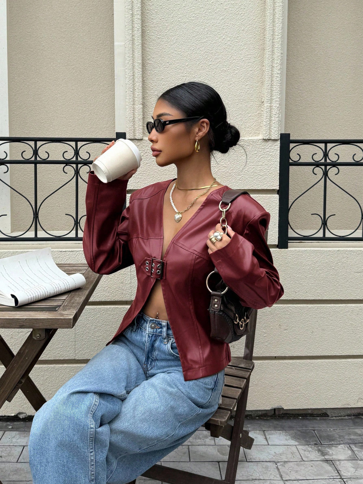 Xenis | Asymmetrical V-Neck Jacket