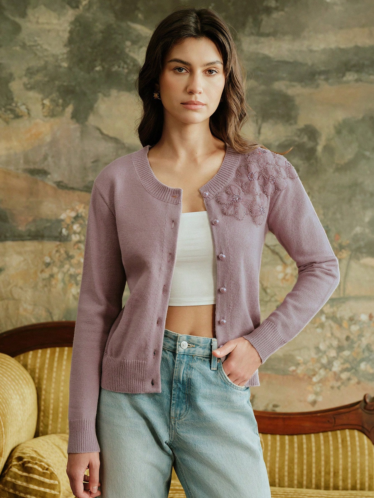 Rebea | Beaded Knit Cardigan