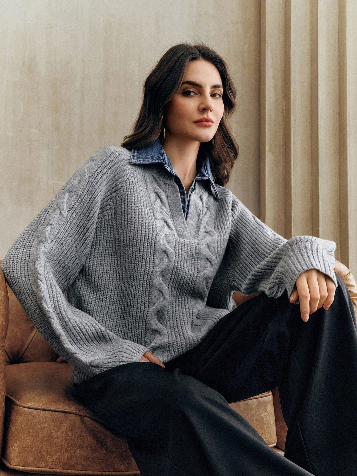 Enidia | Oversized Cable-Knit Pullover