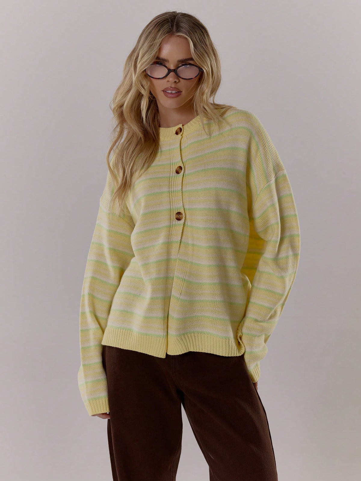 Halla | Oversized Striped Button Cardigan