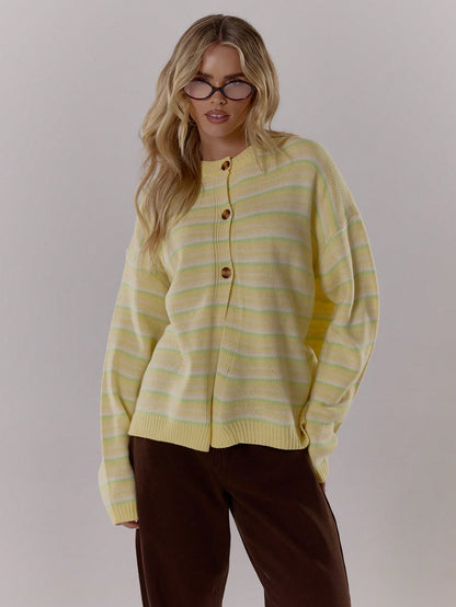 Halla | Oversized Striped Button Cardigan