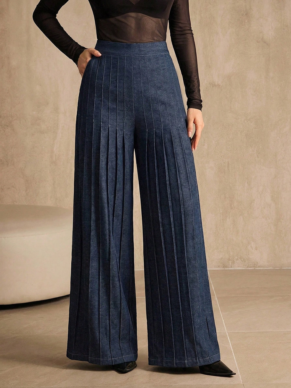 Merlia | Pleated Wide-Leg Casual Pants