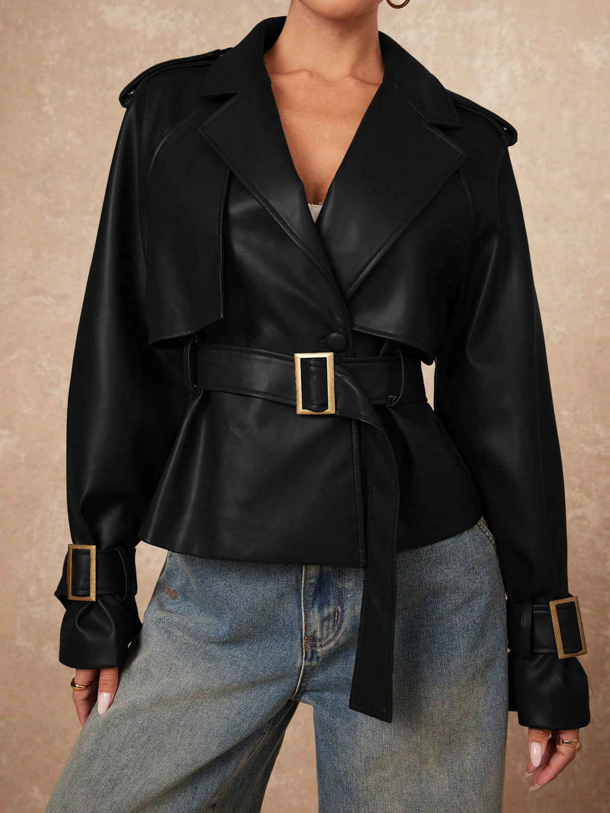 Dana | Double-Breasted PU Jacket
