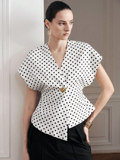 Tyrya | Asymmetrical V-Neck Sleeveless Top