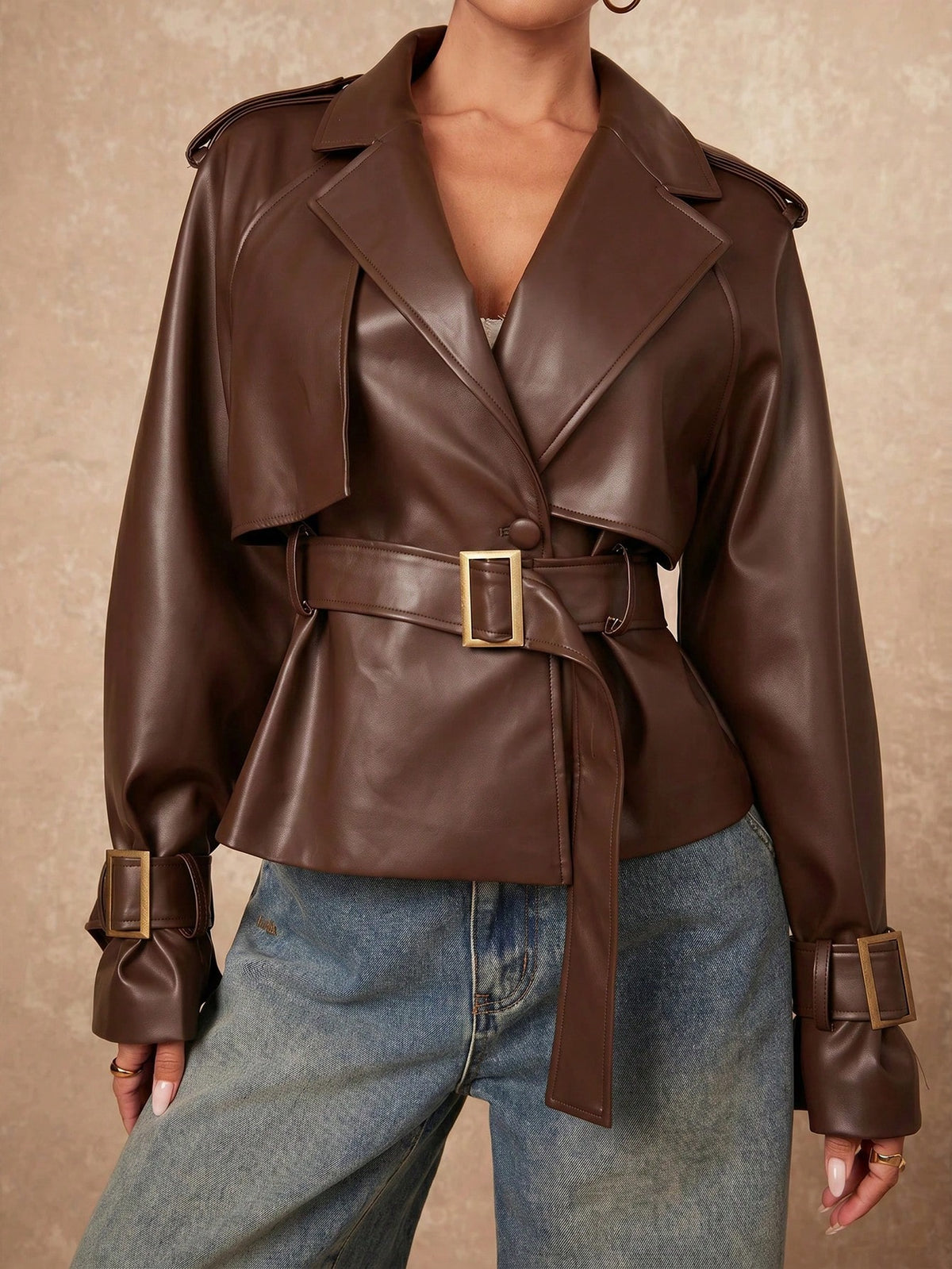 Dana | Double-Breasted PU Jacket