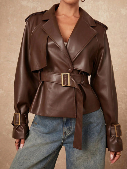 Dana | Double-Breasted PU Jacket