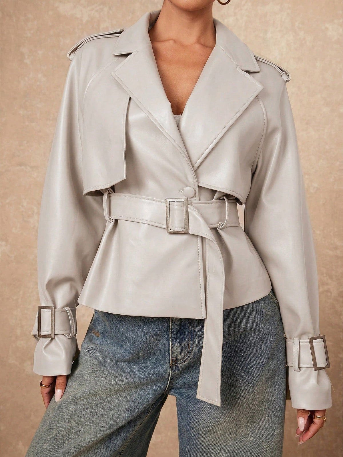 Dana | Double-Breasted PU Jacket