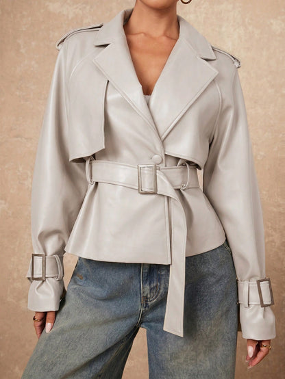 Dana | Double-Breasted PU Jacket