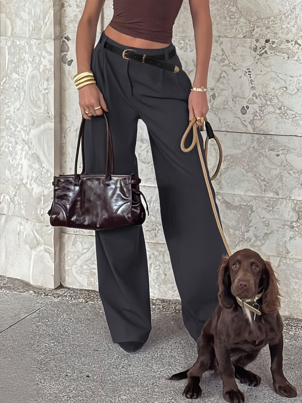 Rosia | Belted Wide-Leg Dress Pants