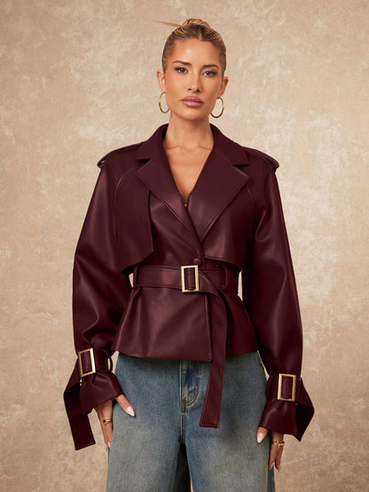 Dana | Double-Breasted PU Jacket
