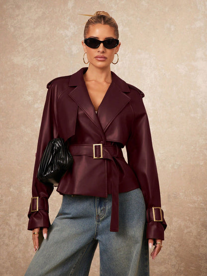 Dana | Double-Breasted PU Jacket