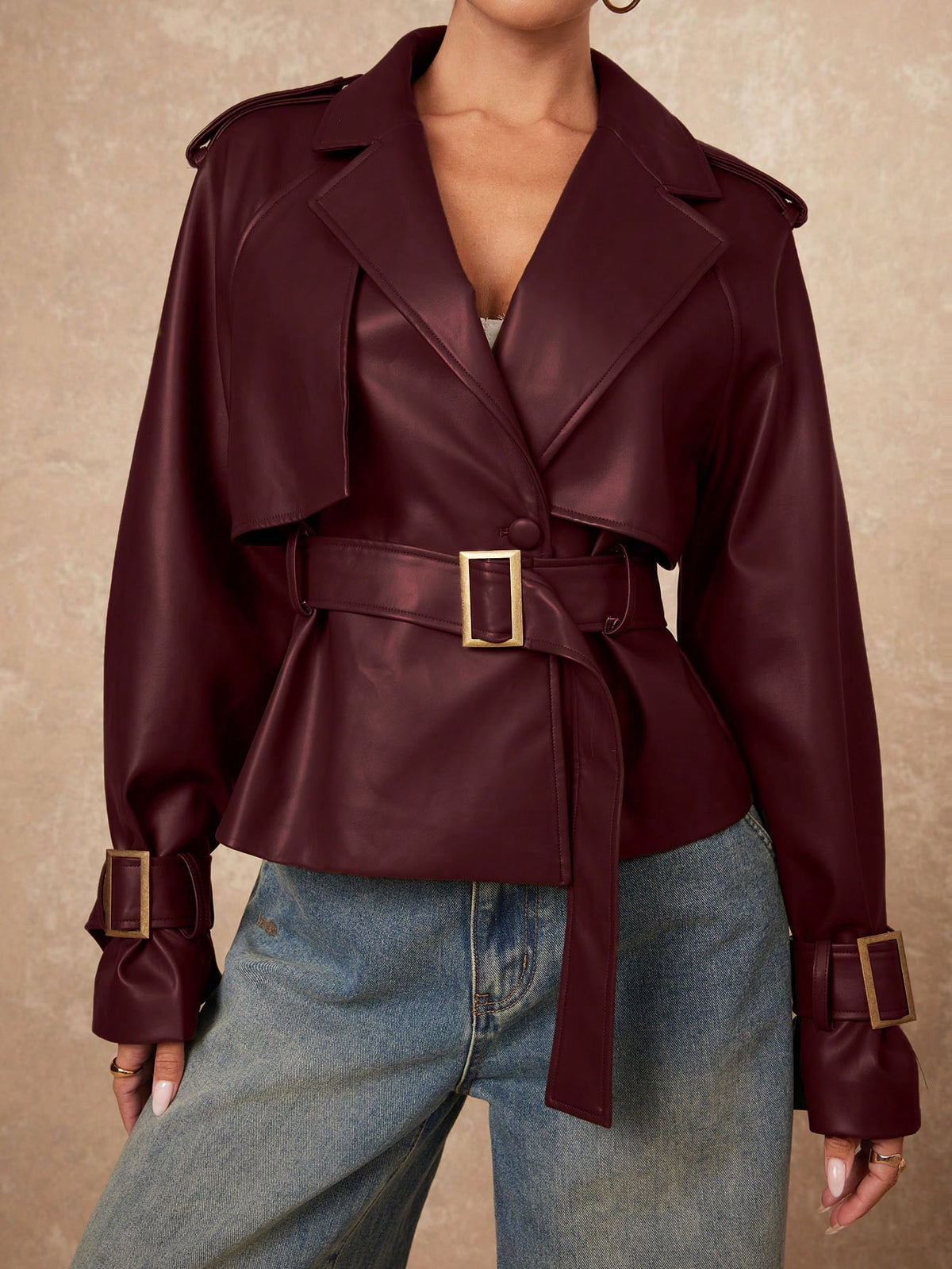Dana | Double-Breasted PU Jacket