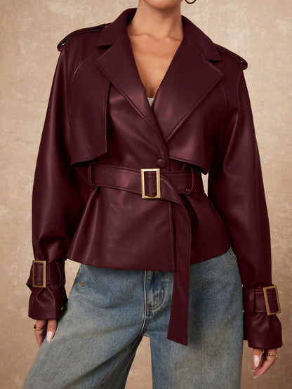 Dana | Double-Breasted PU Jacket